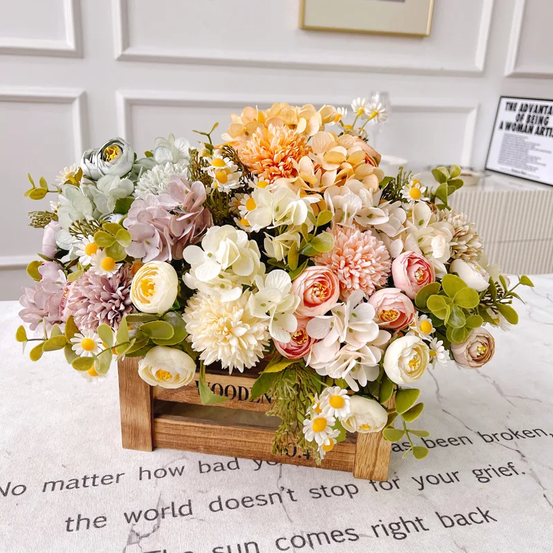 

Rose Artificial Silk Flowers Scrapbook Sunflower Christmas Wedding Party Bouquet for Vase Home Wedding Valentines Day Decoration