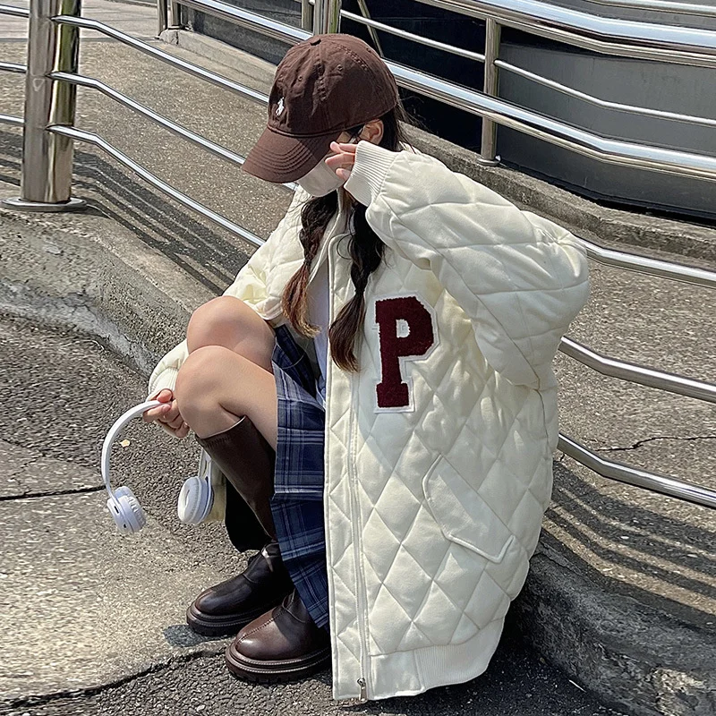 Baseball padded for women in 2022 winter new loose college style down for women's casual
