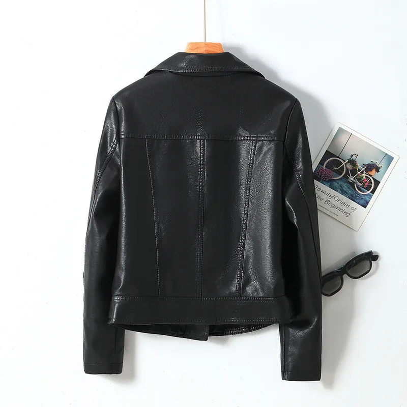 Femme Motorcycle Faux Leather Jacket Women Streetwear Long Sleeve Coat Autumn Winter Biker Zippers Outwear Fashion Clothes Mujer