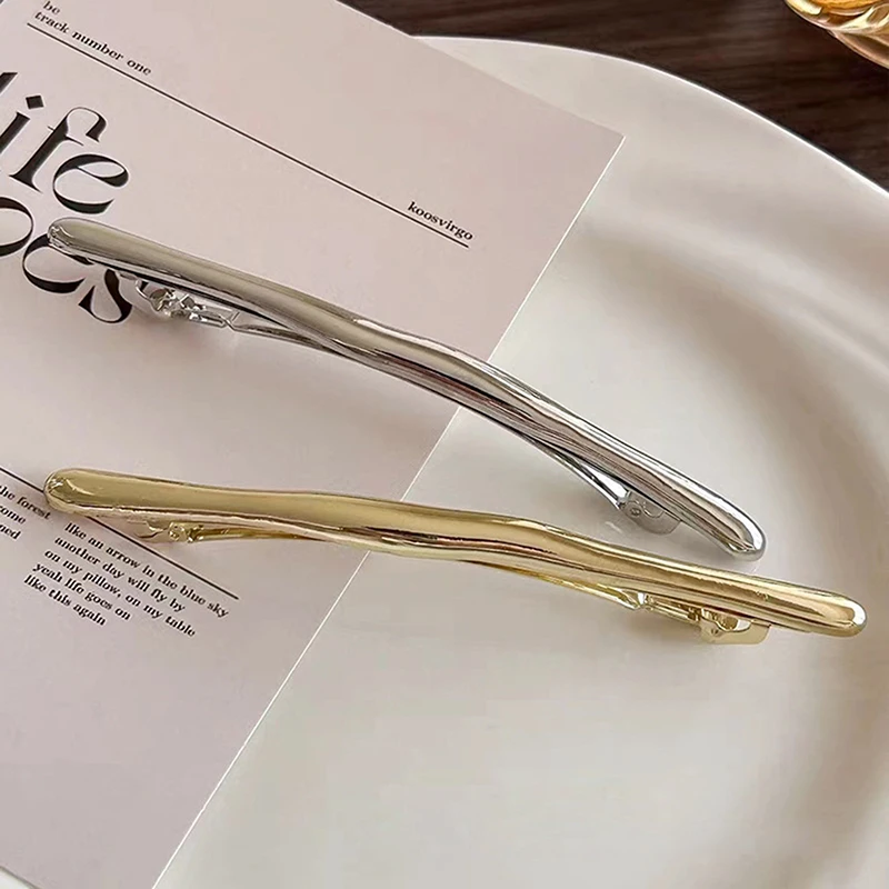 Женские Новые простые металлические длинные заколки-пряжки 11 см с золотистыми