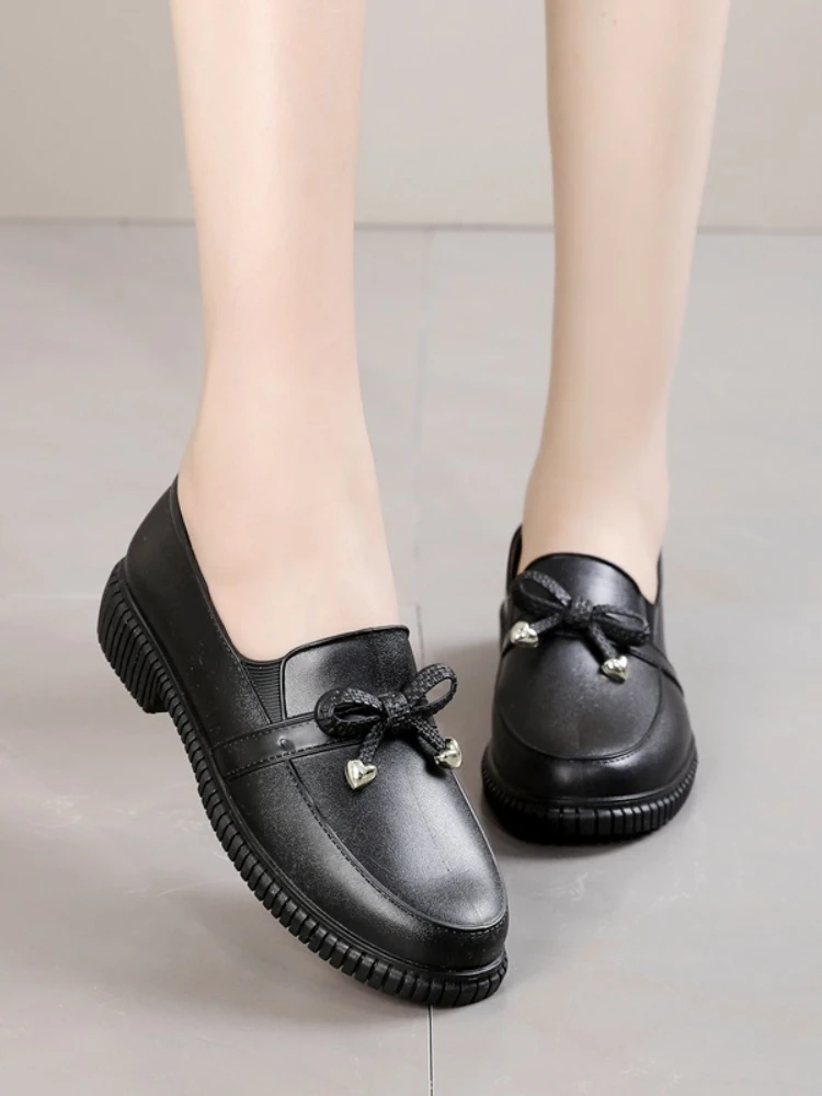 2023 Women Fashion Shallow Rain Boots Outdoor Slip-on Wellies Shoes Waterproof Bowtie Water Shoes