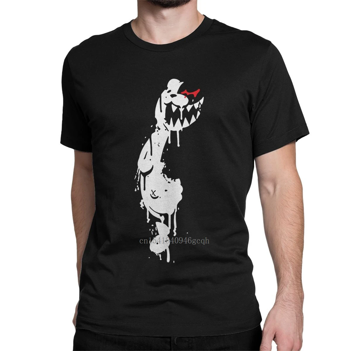 

Футболка мужская с забавным рисунком Монокума данганронпа, хлопковая тенниска с круглым вырезом, майка с короткими рукавами в стиле аниме, ...