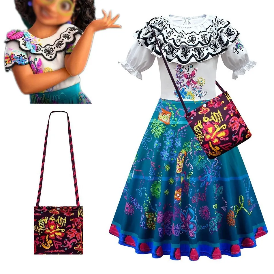 حلي جميلة للبنات من Encanto فستان الأميرة ميرابيل مادريجال إيزابيلا دولوريس بيبا ملابس تنكرية للأطفال للهالوين