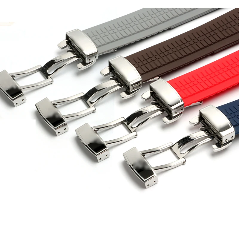 High Quality Soft Rubber Watch Band Aquanaut Fits For Patek Philippe Silicone 5164A 5167A 5168A 21mm Folding Buckle Watch Strap