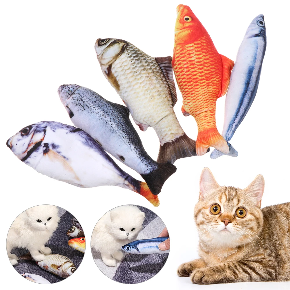 

20/30/40cm Simulation Fish Plush Animals Cat Toys Kitten Pillow Catnip Plush Toys Funny Interactive Chewing Playing Toy