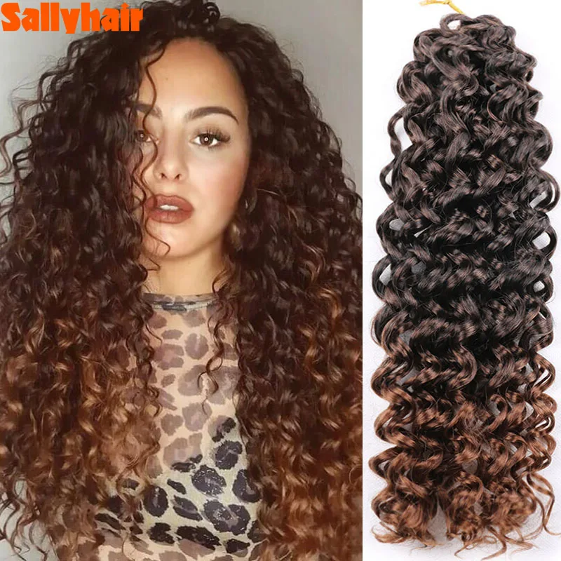 

18inch Synthetic Hair Deep Wave Twist Crochet Hair Braids Bohemian Ombre Color Curls Braiding Hair Extensions