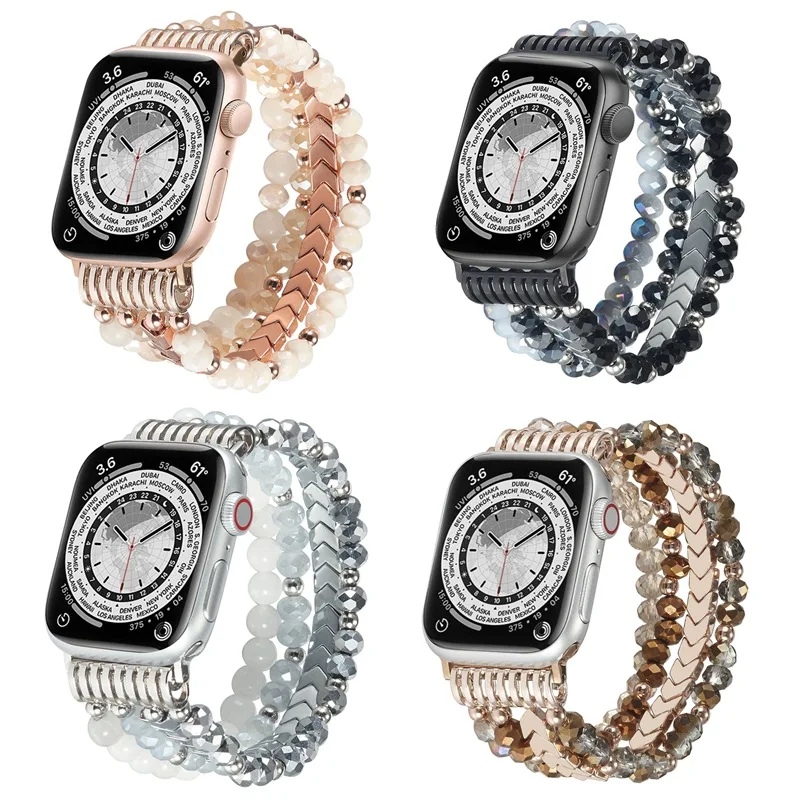 

Crystal agate wristband For Apple watch band 7/6/5/4 series 40mm 42mm 44mm 45mm Accessorie wristband Miss Ms. lady 8Ultra 49mm