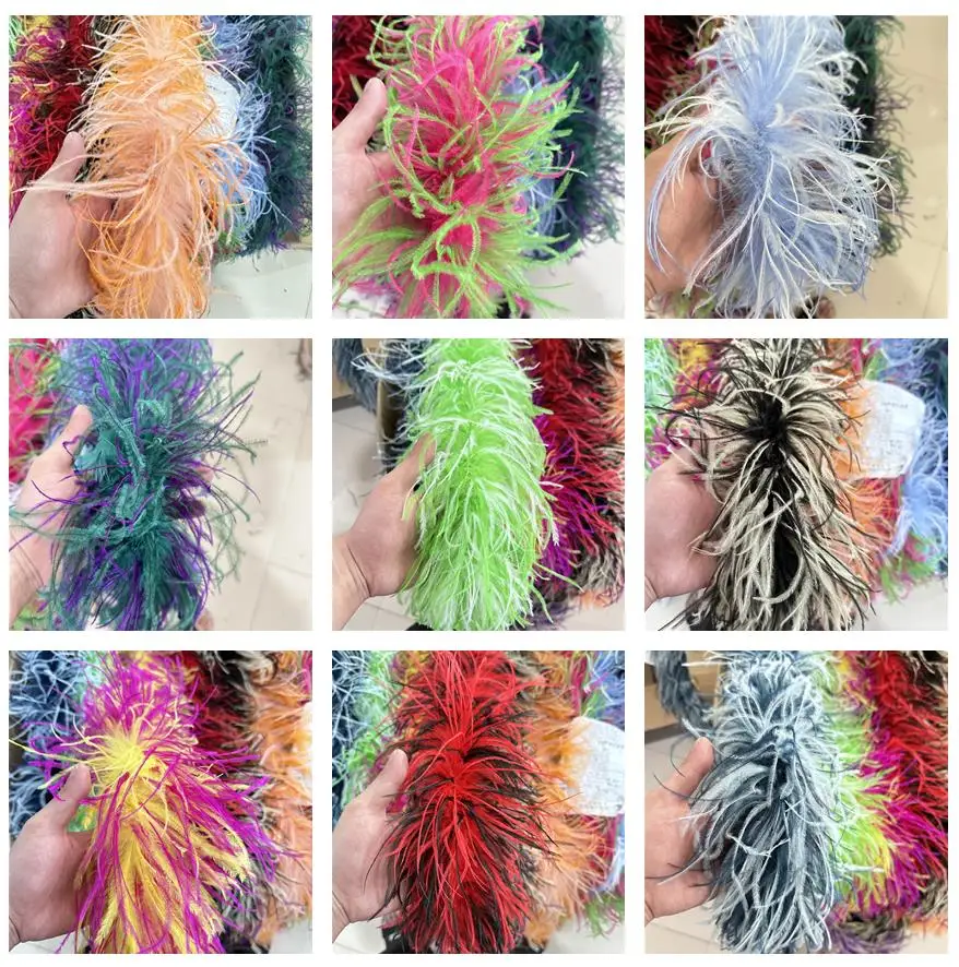 

2Meter Ostrich Feather Boa Customized Plume Shawl For Sewing Wedding Dress Clothes Decor Feather Trim Scarf Mix Colors 6 8 10PLY