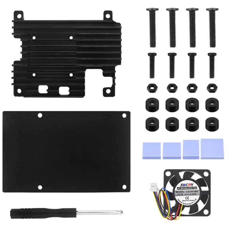 

Modern Metal Enclosure featuring Cooling Fan Heatsinks for RPI5 Enclosure