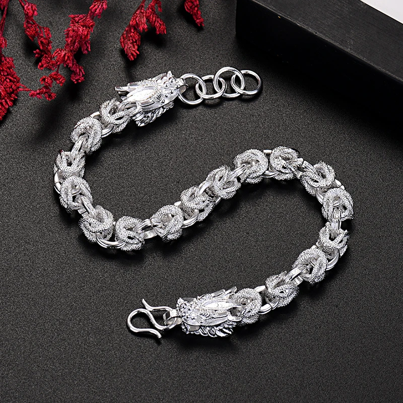 

AGTEFFER 925 Sterling Silver Exquisite Dragon Head Bracelets For Man Women Fashion Designer Jewelry Wedding Party Holiday Gifts