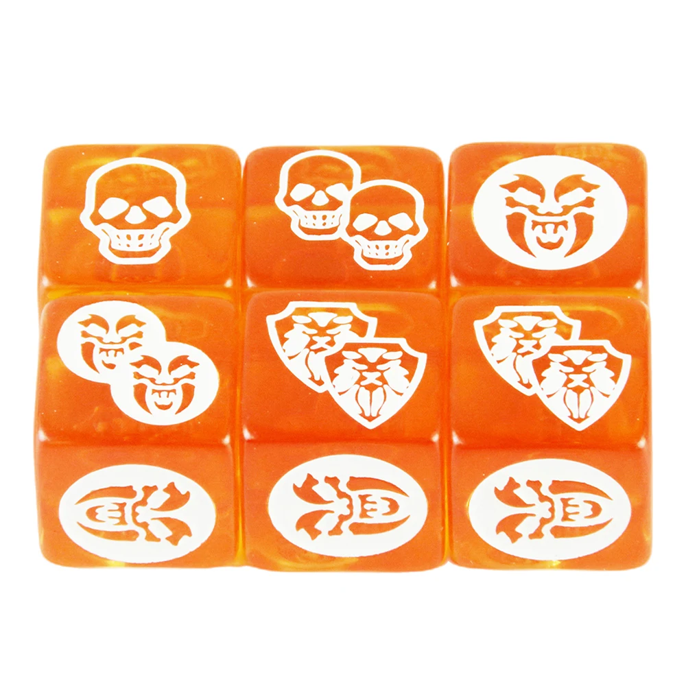 Game Dice 4pcs- 10pcs D6 Dice Transparent Orange with White pattern for Board Game Table Game