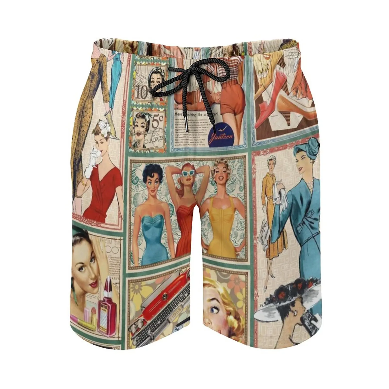 

The 50S Men's Swim Trunks Sports Shorts Beach Trunks Surfing Pockets And Mesh Lining 195S Vintage Retro Fashion Style Vogue