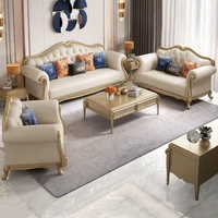 american light luxury leather sofa 123 combination luxury european solid wood sofa simple living room decoration simple and beau