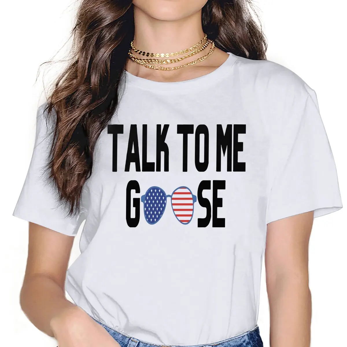

Shades USA Funny Movie Saying Top Gun Animal Rights 9 Women T Shirts Talk to Me Goose Novelty Short Sleeve Round Collar