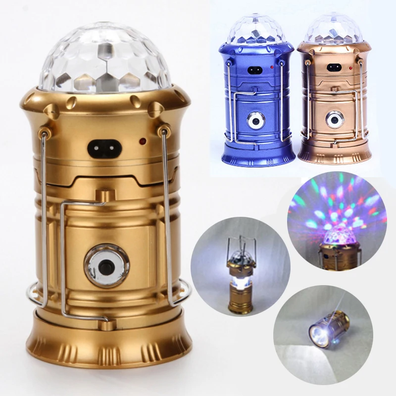 5V Charging Crystal Stage Light Colorful LED Disco Party Lamp Portable Lantern Collapsible Waterproof Light for Home Decoration