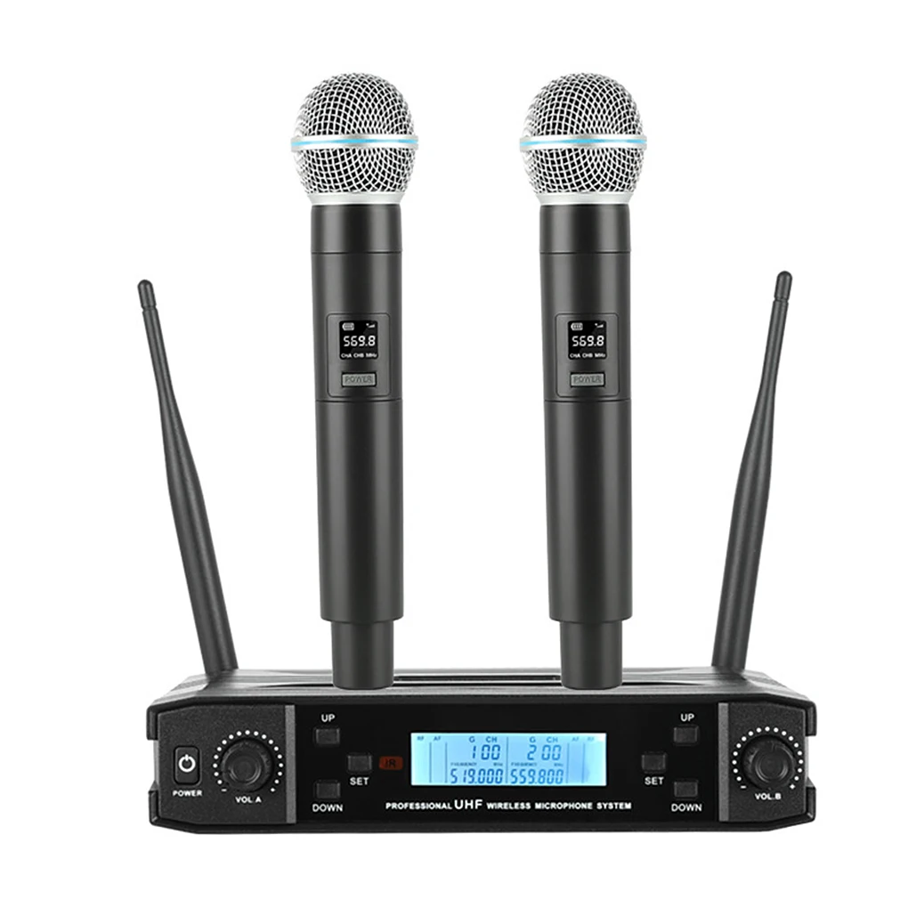 

2 Pieces Wireless Dynamic Microphone Wedding Stage Performance Office KTV Karaokes Speech Interview Chatting Meeting Mic