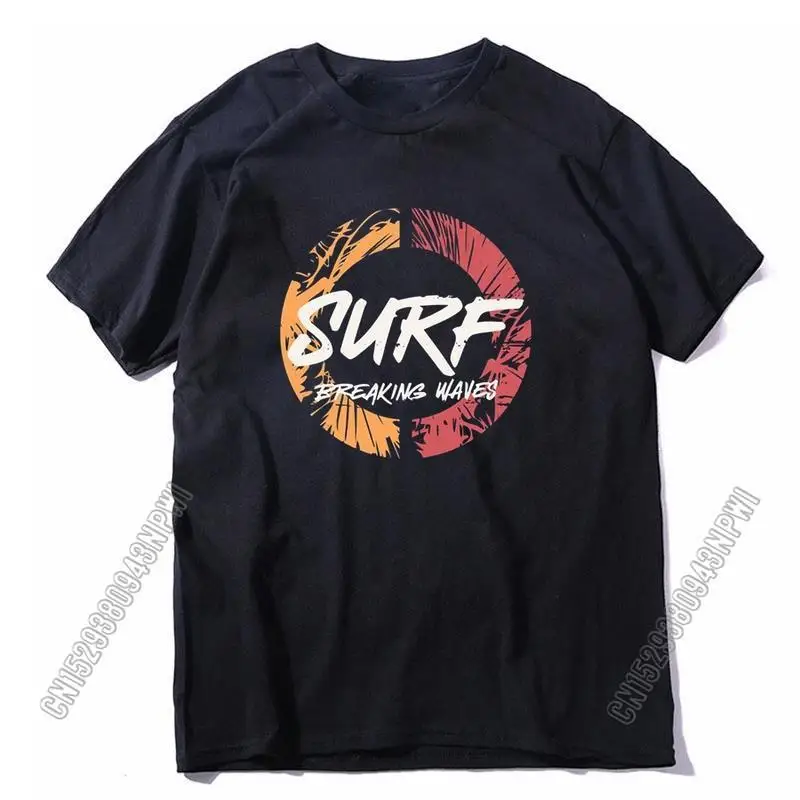 

100% Cotton Surf Print Men T Shirt Casual Loose Big Size Surf Men Tshirt Cool Crew Neck T-Shirt Male Men Tee Shirts