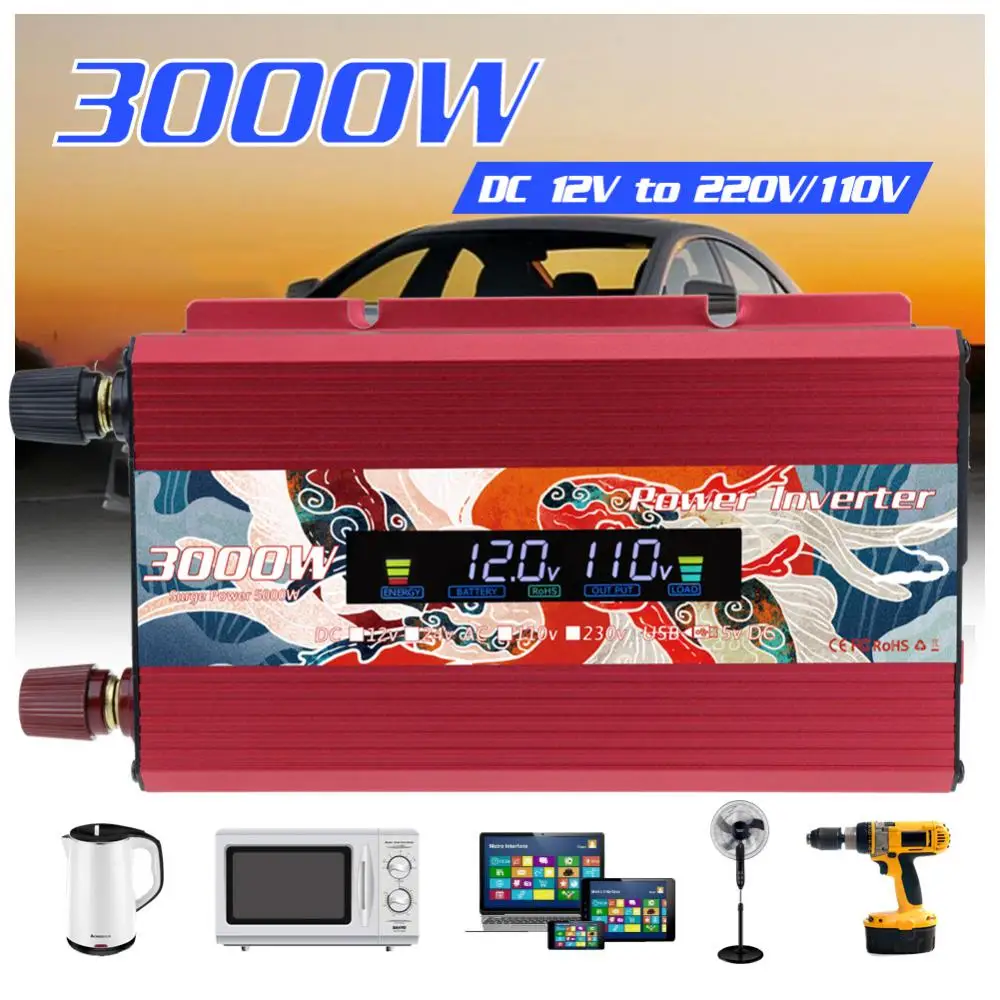 

Inverter DC12V/24V To AC 110V/220V Voltage 50/60HZ Power Supply Solar Transformer Correction Wave Inverter LED Display Socket