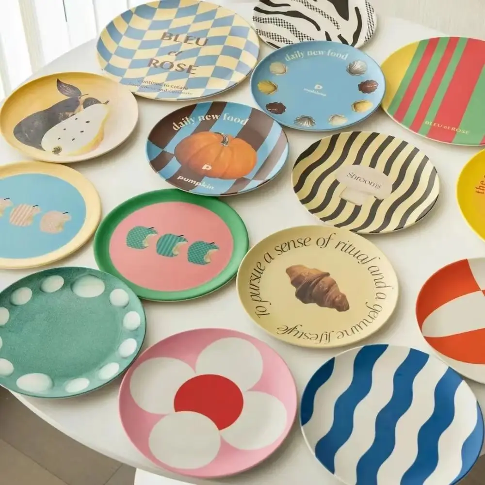 

Dinner Plates Safe Unbreakable Sturdy Dinner Plates Western Food Dinner Plate Dessert Cake Fruit Plate Home Decoration 20cm