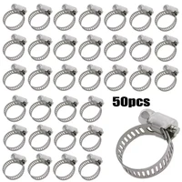 50pcs 12 34adjustable stainless steel drive hose clamps fuel line worm clips hose clamps clips cooling system accessories