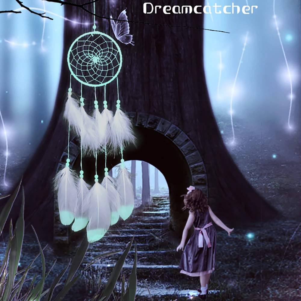 

Dream Chaser's Tree of Life Fluorescent Dream Catcher Indoor Handmade Pendant Valentine's Day Gift Wind Chimes Nordic Decor