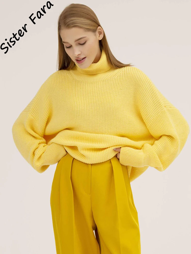 

Sister Fara New Turtleneck Knit Sweater Autumn Winter Women Casual Pullover Sweaters Female Long Sleeve Knitted Sweater Tops