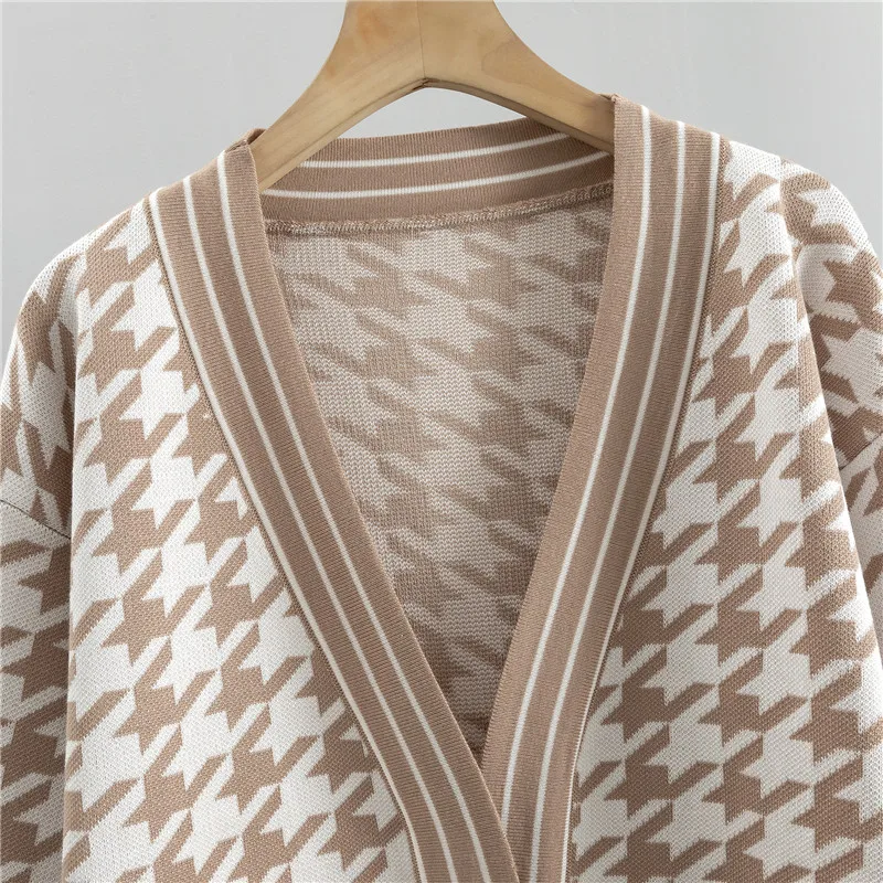 Зимние Женские Комплекты Из Двух Предметов Вязаный Кардиган С Длинными Рукавами