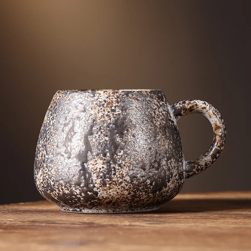 

Грубая керамическая кружка с крышкой, 1000 мл, бытовая чашка для воды, керамическая офисная чашка с большим животом, кофейная чашка