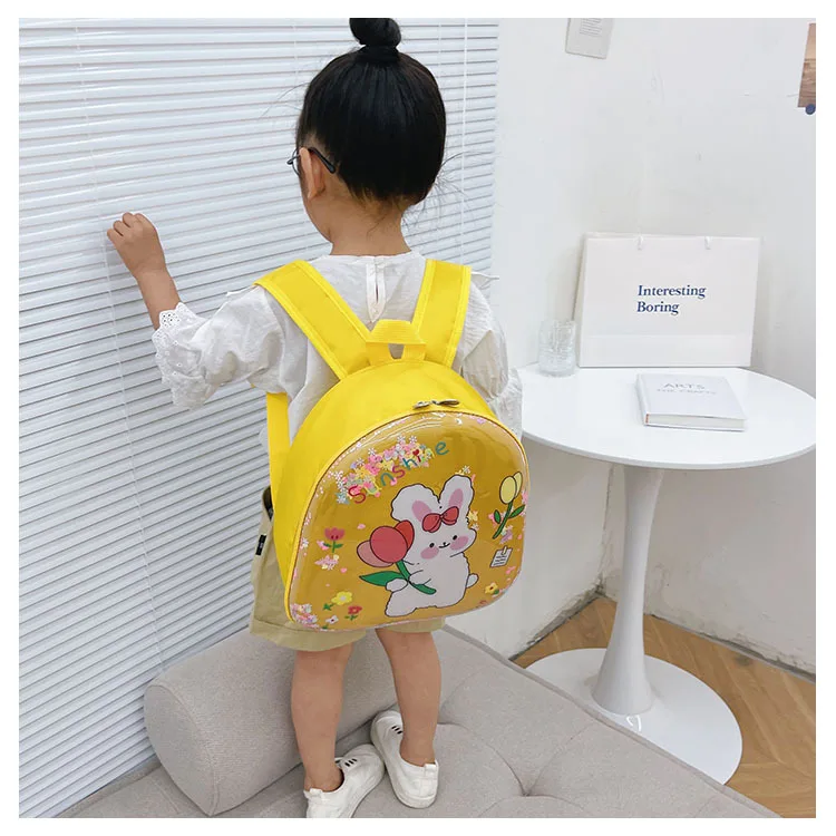 New Korean Fashion Girls Schoolbags Cute Rabbit Children Small Backpacks Eggshell Quicksand Cartoon Backpack In Kindergarten Hot