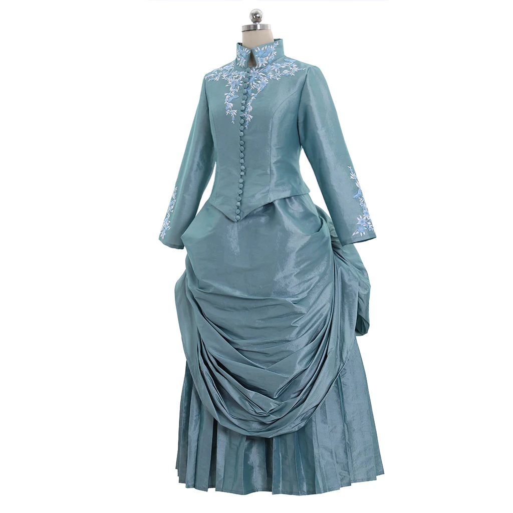 Bram Stoker's Dracula Cosplay Mina Harker Dress Medieval Victorian Civil War Costume Elegant Floral Embroidery Fancy Ball Gown