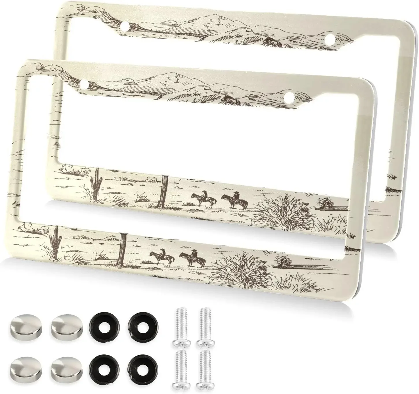 Рамка номерного знака West Desert Cowboys с узором комплект из 2 отверстий рамка для