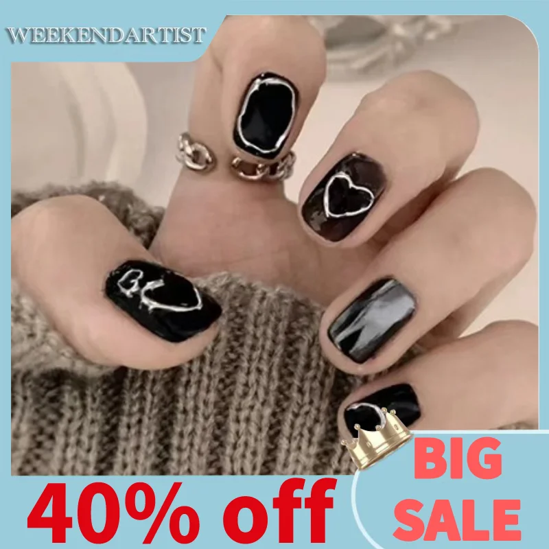 

1 Dollar Items Free Shipping 24Pcs Press on False Nails Professional Material Manicure Y2k Style For Daily Office Christmas