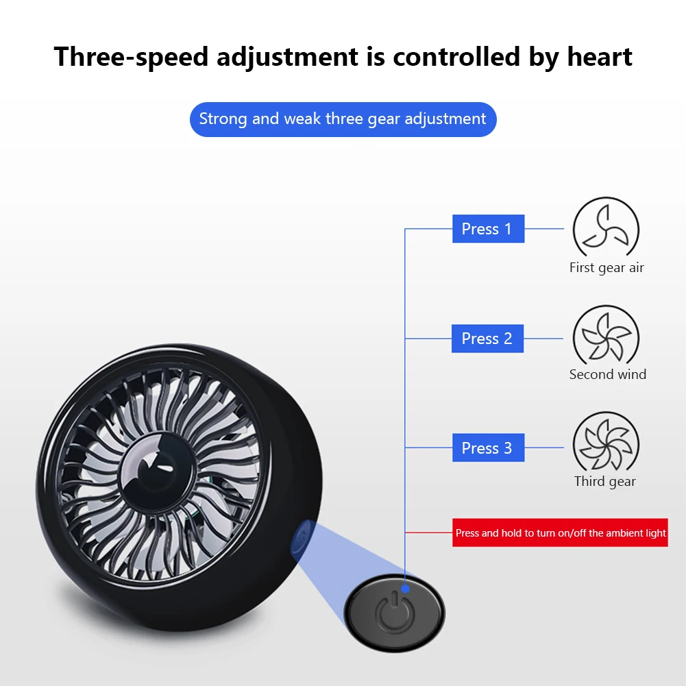 Автомобильный вентилятор с питанием от USB охлаждающий циркуляционный 3 скорости