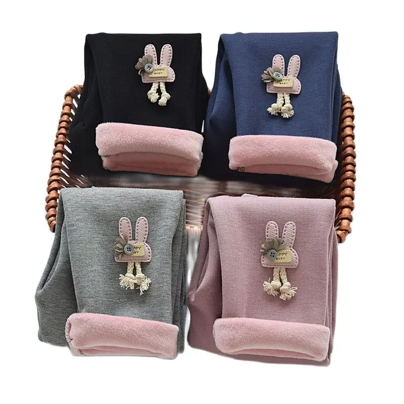 

New Baby Girls Winter Warm Trousers Children Plus Velvet Casual Legging Thick Warm Trouser Toddler Kids Solid Color Pencil Pants