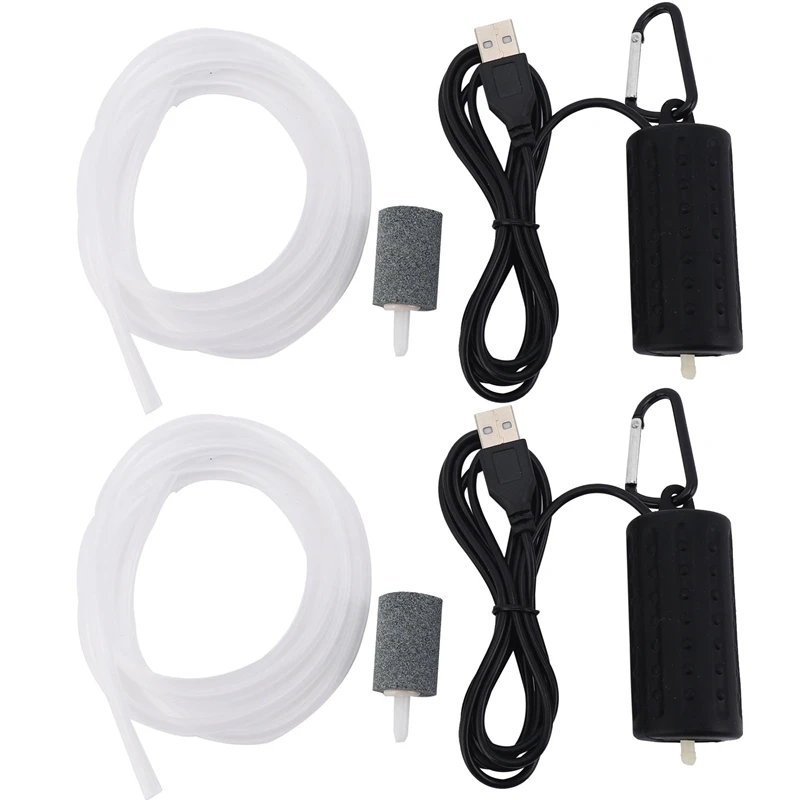 

2 шт., Usb, мини-воздушный насос, аэратор для аквариума, ультратихий мини-аквариум, кислородный насос для рыбалки, черный