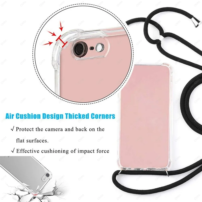 Clear Phone Case For Samsung Galaxy S22 S21 S20 Plus Ultra S10 S9 S8 S 21 Note 20 10 9  Case With Strap Chain Cord Lanyard Cover