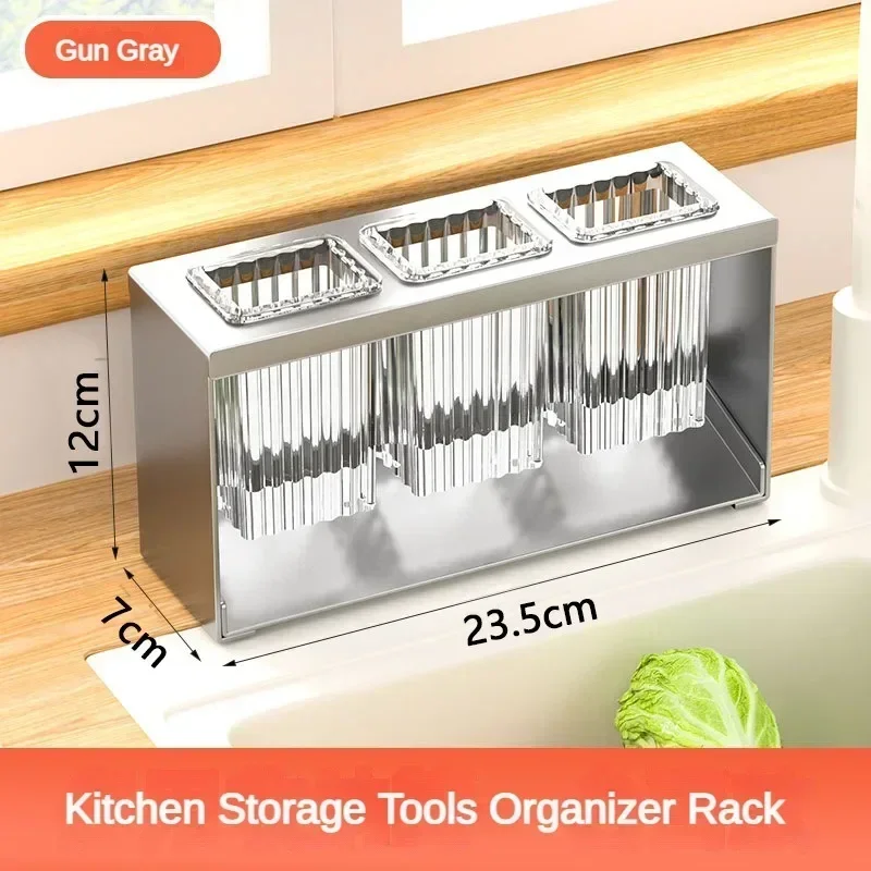 

Многофункциональный держатель для хранения палочек для еды, ложки, автоматический сушилка из углеродистой стали, столовые приборы, нож, вилка, стеллажи, кухонные инструменты для хранения