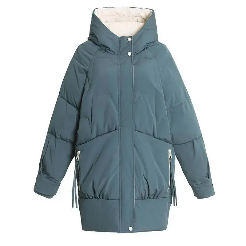 Winter Jacket Sustans Women Parkas 2022 New Snowsuit Fashion Korean Loose Long Sleeves Hooded Coats Large Size Bread Clothes