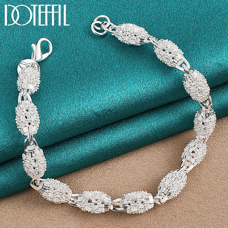 

DOTEFFIL 925 Sterling Silver Hollow Bead Ball Bracelet Chain For Woman Charm Wedding Engagement Jewelry