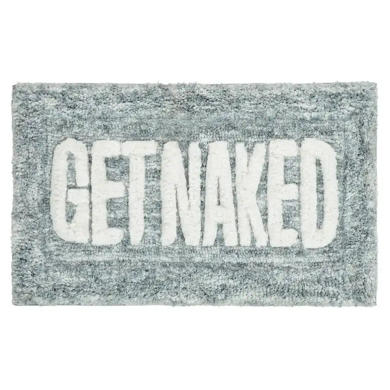 

Naked Typography Teal Polyester Bath Rug, 20” x 32"