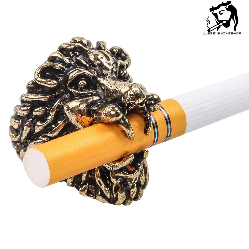 

JUSES' SMOKESHOP New Lion head ring cigarette holder. Finger quit smoking clip necessary for online chatting for lazy people