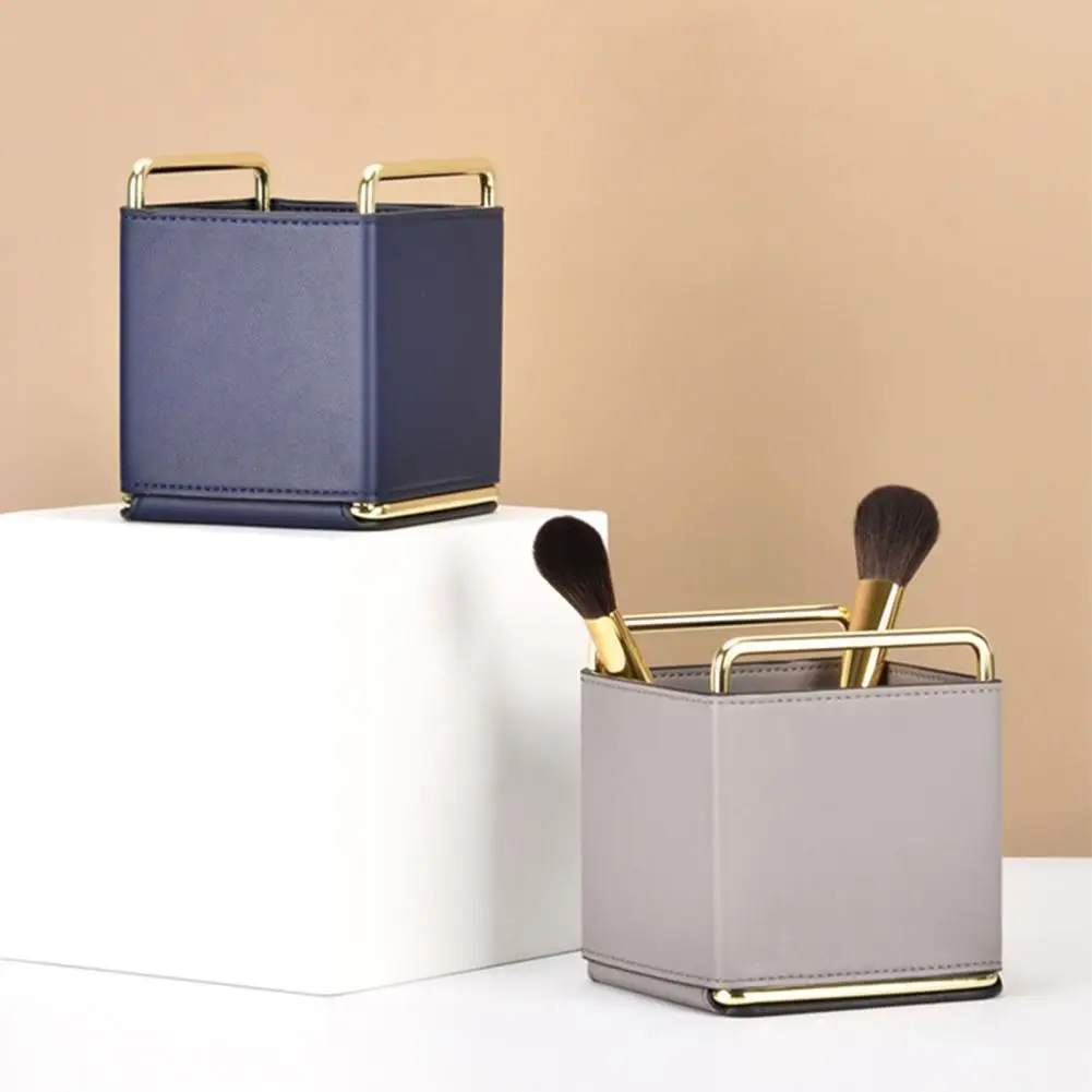 

Storage Box Desktop Storage Box Simple Multifunctional Nordic Style Square Faux Leather Pen Holder Home Storage Organization