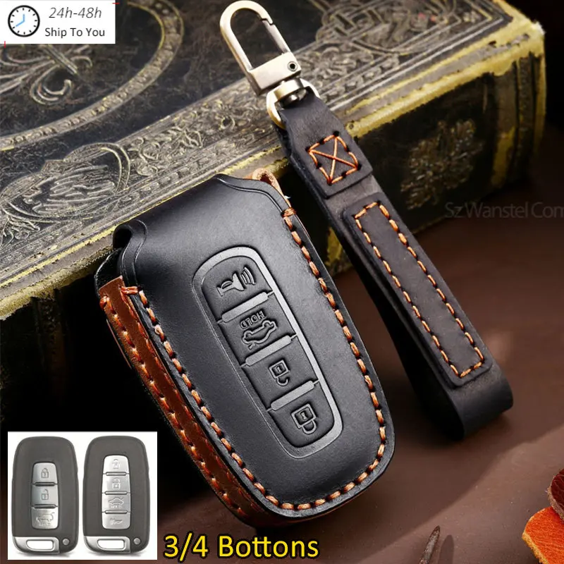 

Leather Car Key Case Fob Cover Keychain for KIA RIO Sportage K2 K3 and Hyundai Solaris HB20 I30 Veloster SR Ix35 Elantra Accent