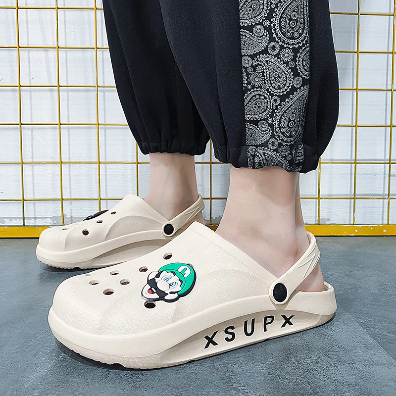 Пляжная обувь в Корейском стиле для женщин повседневные радужные садовые Кроксы