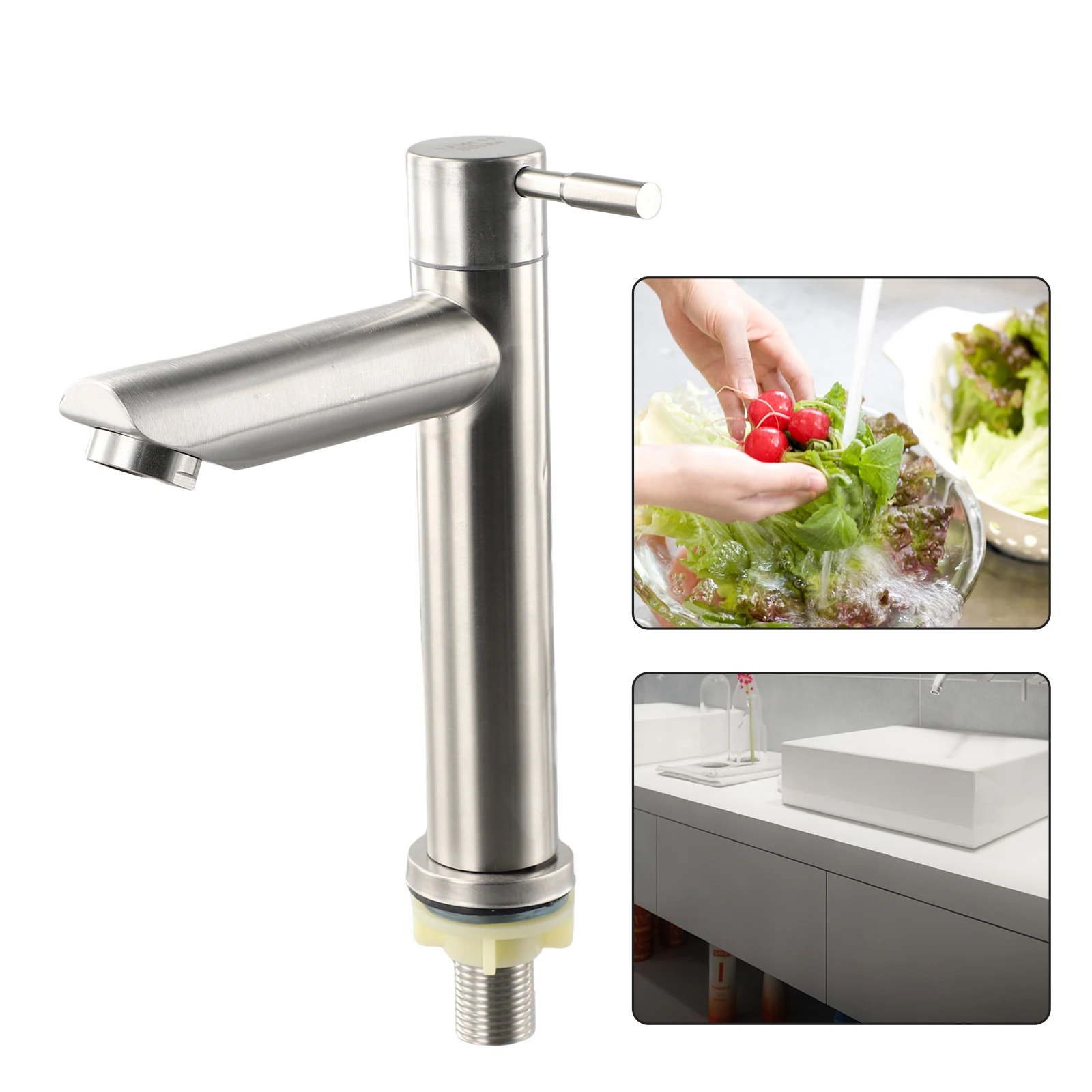 Смеситель для раковины из нержавеющей стали серебристый одинарный смеситель