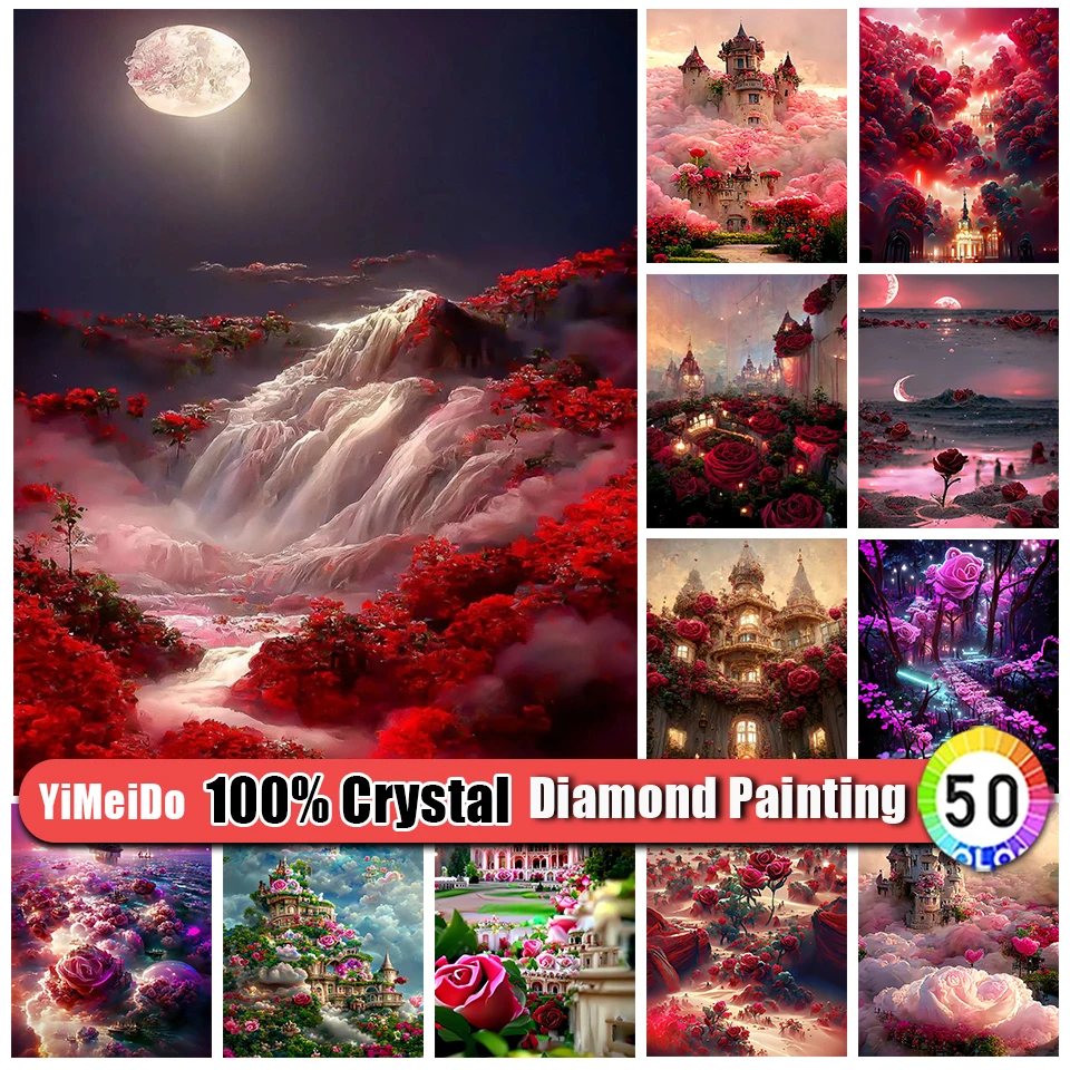 

YiMeiDo 100% Crystal Diamond Mosaic Scenery House Needlework diy Diamond painting Embroidery Landscape 5d Zipper Bag Wall Art