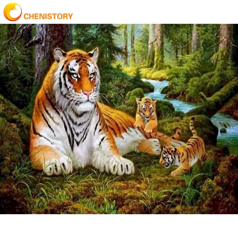 

CHENISTORY Oil Paint By Numbers For Adults Drawing By Numbers Tigers Number Painting Adults Crafts Gift Picture Paint