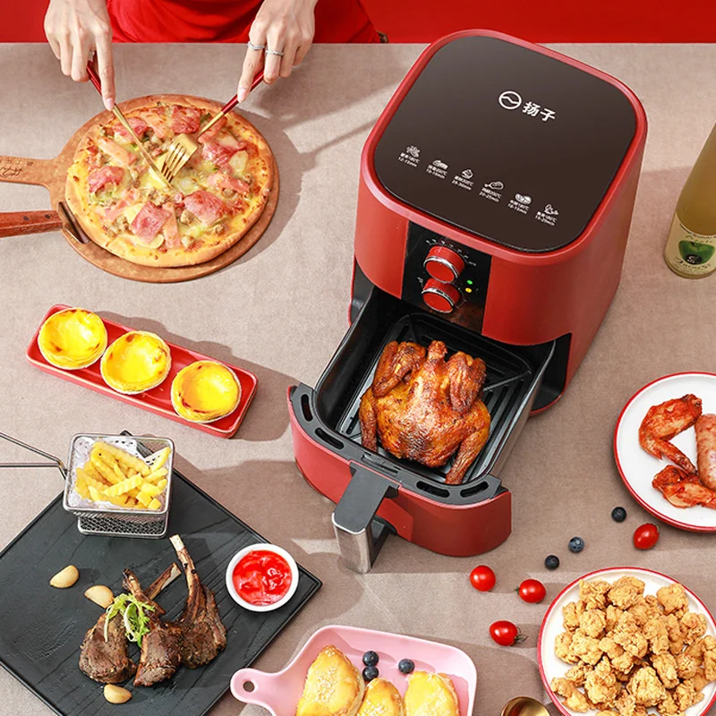 

Air fryer, oil-free, smoke-free, multi-functional household electrical oven for French fries, 5L gold capacity, pattern function