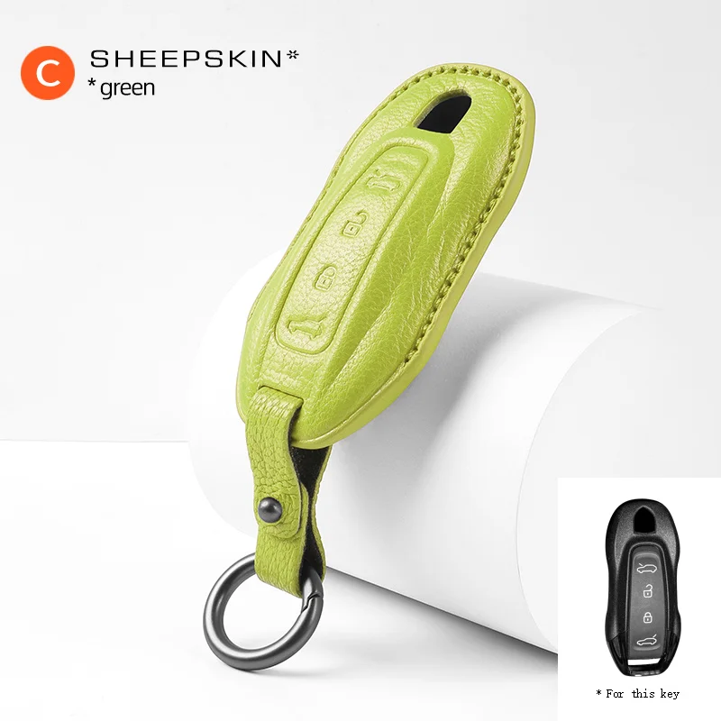 Чехол для ключей из козьей кожи с брелком подходит для Porsche Macan 4 EV, электрическая модель 2024 2025 Taycan 2022, аксессуары для ключей