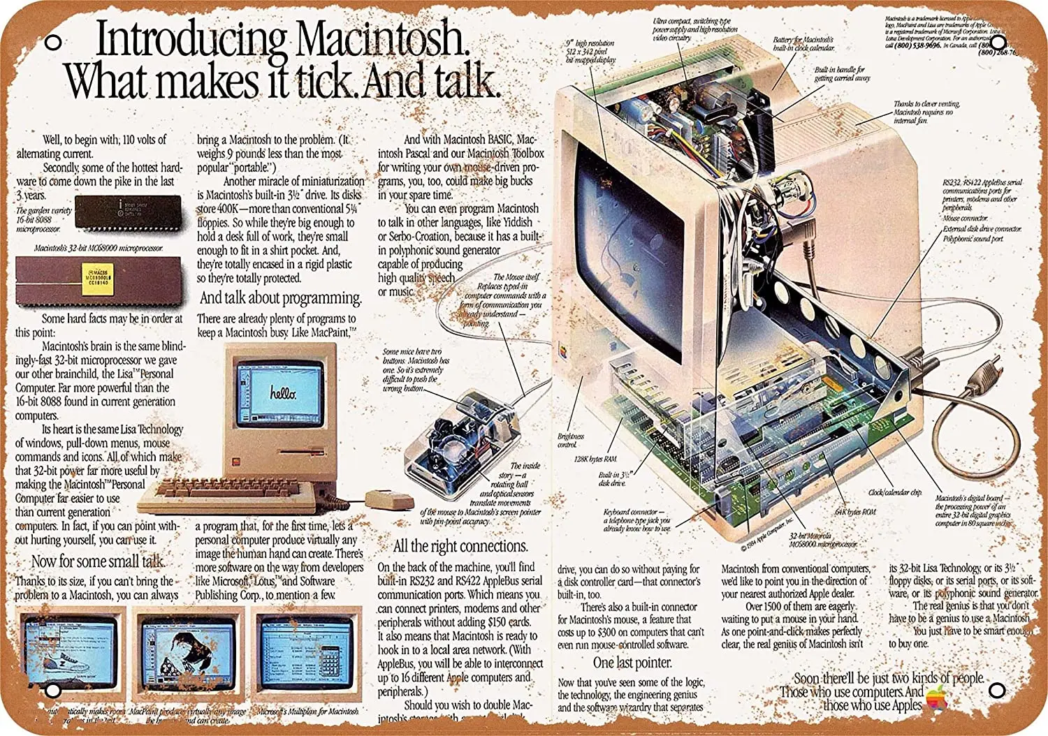 

WallColor 8*12 Metal Sign 1984 Apple Macintosh Ad Vintage Look